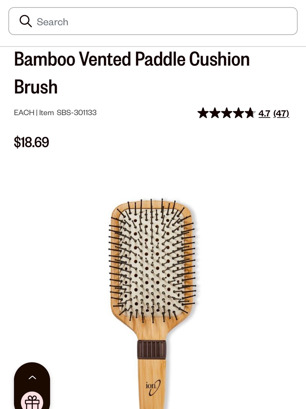 Bamboo Vented Paddle Cush Brush - Natural